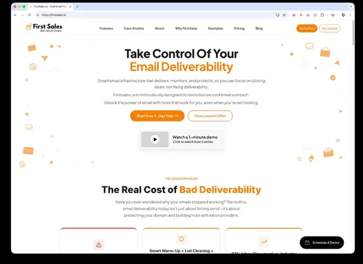 First Sales — email deliverability hero: smart infrastructure for cold outreach