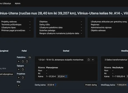 Screenshot of the SaaS application for grid subcontractors