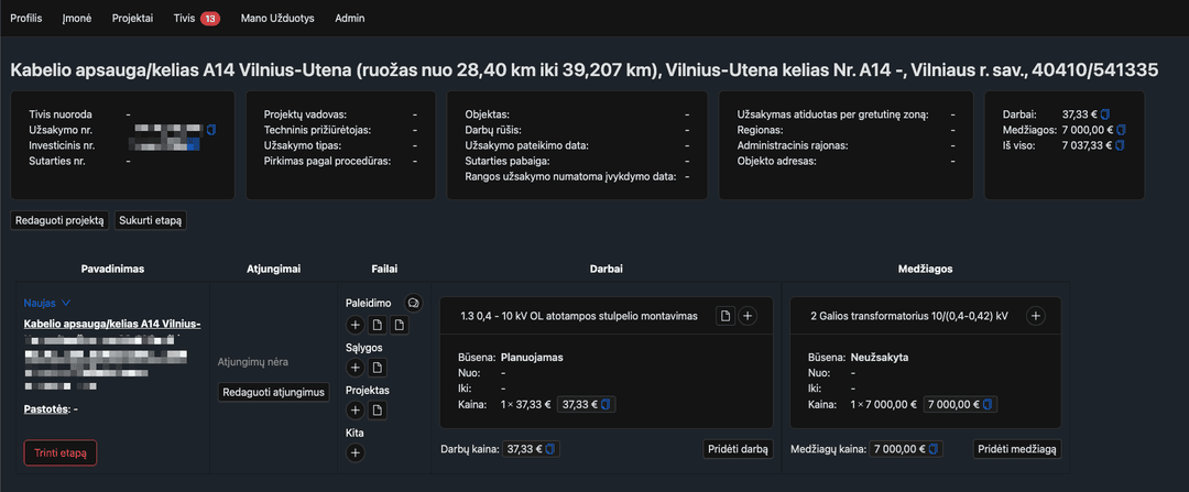 Screenshot of the SaaS application for grid subcontractors